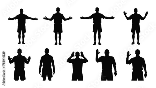 Human silhouette gesture poses isolated on white background, Vector