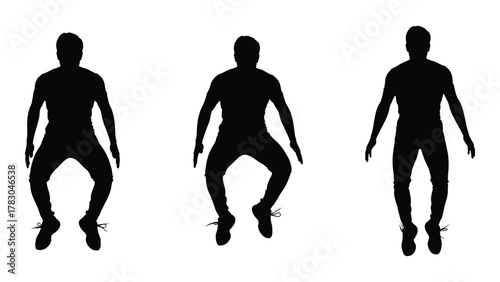 Man jumping silhouette sequence isolated on white background, Vector