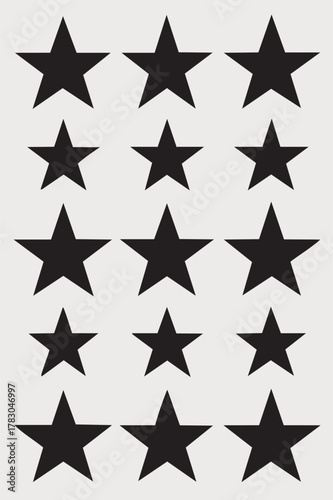 Collection of Black Stars on Gray Background