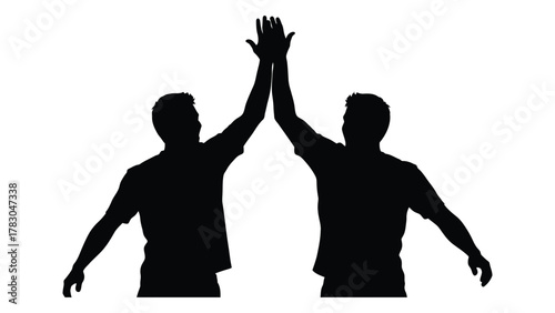 High five silhouette isolated on white background, Vector