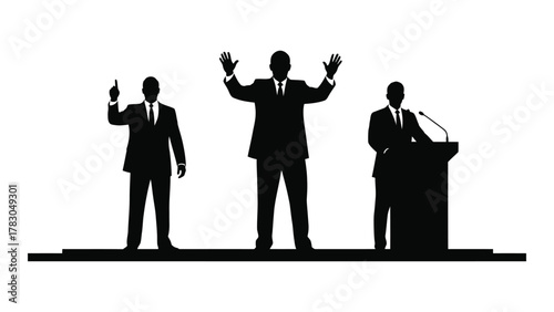 Public speakers silhouettes isolated on white background, Vector