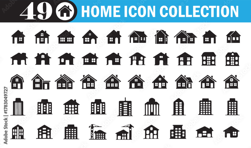 Fototapeta premium Home Icon Collection . Modern House, Building, and Real Estate Vector Set