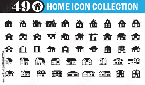 Home Icon Collection . Modern House, Building, and Real Estate Vector Set