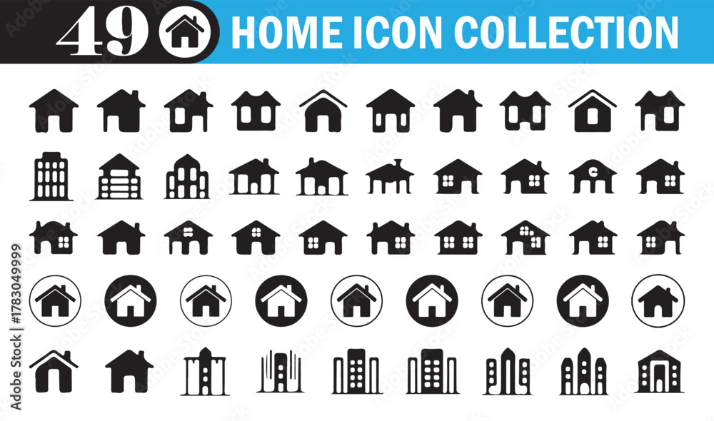 Fototapeta premium Home Icon Set. Collection of Modern House and Real Estate Symbols
