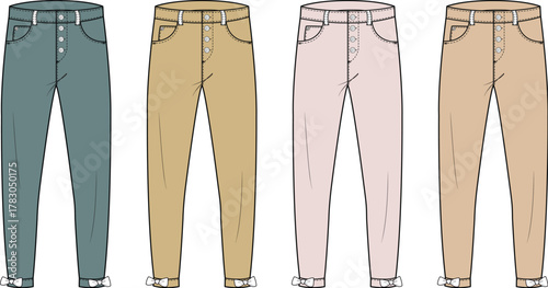 Fashionable Jeans in Various Colors A Stylish and Versatile Clothing Item for Any Wardrobe