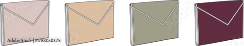 Collection of Four Colorful Closed Envelopes in Different Shades for Communication and Correspondence