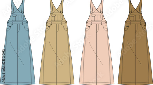 Colorful Denim Dress Vector Illustration Fashion and Style