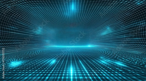 Fototapeta Naklejka Na Ścianę i Meble -  abstract blue grid tunnel background