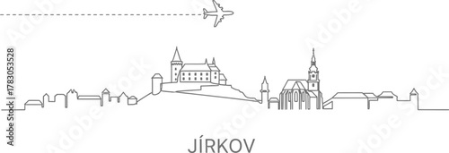 Jirkov Skyline with Airplane and Trail