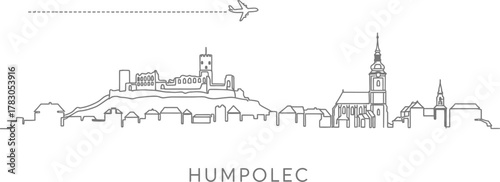 Humpolec Skyline with Airplane and Trail