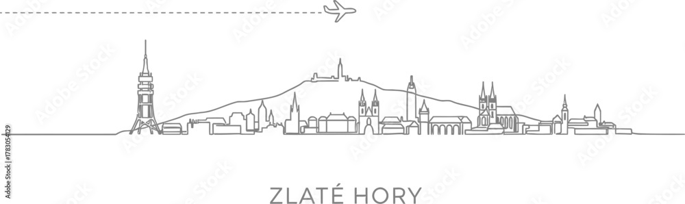 Obraz premium Zlate Hory Czech Republic Skyline Airplane Travel