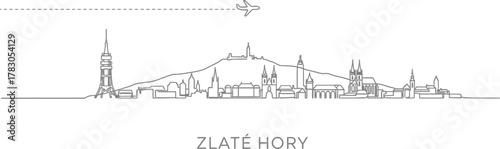 Zlate Hory Czech Republic Skyline Airplane Travel