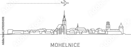 Mohelnice Cityline with Airplane Trail
