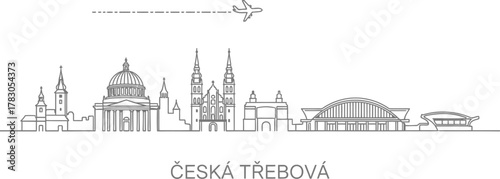 Ceska Trebova Skyline with Airplane Icon