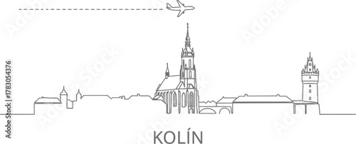 Kolín Czech Republic Skyline with Airplane Icon