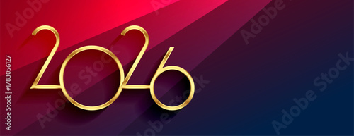 2026 golden text new year banner with empty space