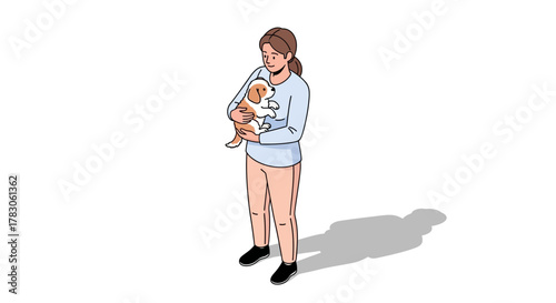 Adorable puppy snuggling in owner's arms, a moment of joy and companionship, perfect for heartwarming pet-related content and creating a sense of happiness