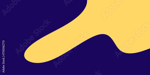Curved Pointing Finger Yellow Purple Background Vector Illustration. Abstract shape resembling a thick, curved finger or pointer on a purple background.