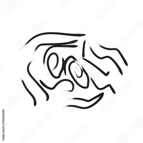 Abstract hand-drawn swirl line vector illustration. The black curved lines form a dynamic, artistic, and flowing composition. Ideal for modern art, minimal design, or creative graphic backgrounds. Per