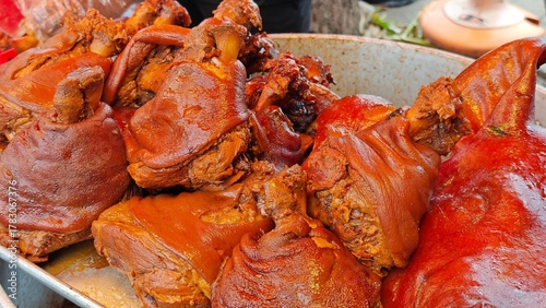 Canvas Print Braised pork hocks in Chinese style.