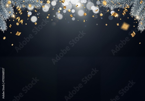 Elegant Navy and Silver Festive Background with Copy Space
