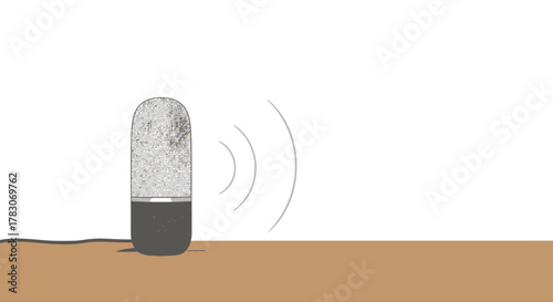 Modern smart speaker emitting sound waves, enhancing your home automation experience with seamless connectivity, simplifying tasks with voice commands and digital assistant