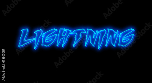 Blue Lightning Bolt Writing on a Black Background
