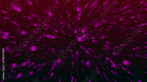 Vibrant pink particle explosion radiating from a central point for hypnotic abstract motion graphics. Streaking Pink Particles Emitting from a Central Point on a Dark Background abstract.