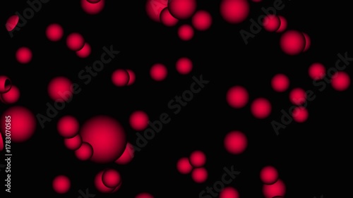 Floating red spheres with soft illumination on dark background forming mesmerizing abstract visuals. Red Spheres with Subtle Glow on Dark Background abstract circle.