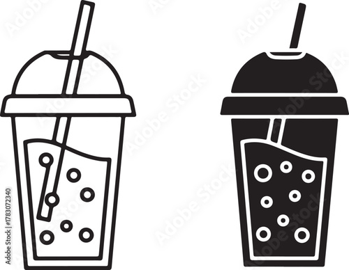 Cold brew iced coffee cup vector icon