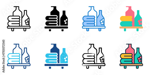 Spa accessories icon set multiple style collection 
