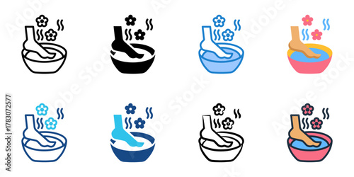 Foot soak icon set multiple style collection 
