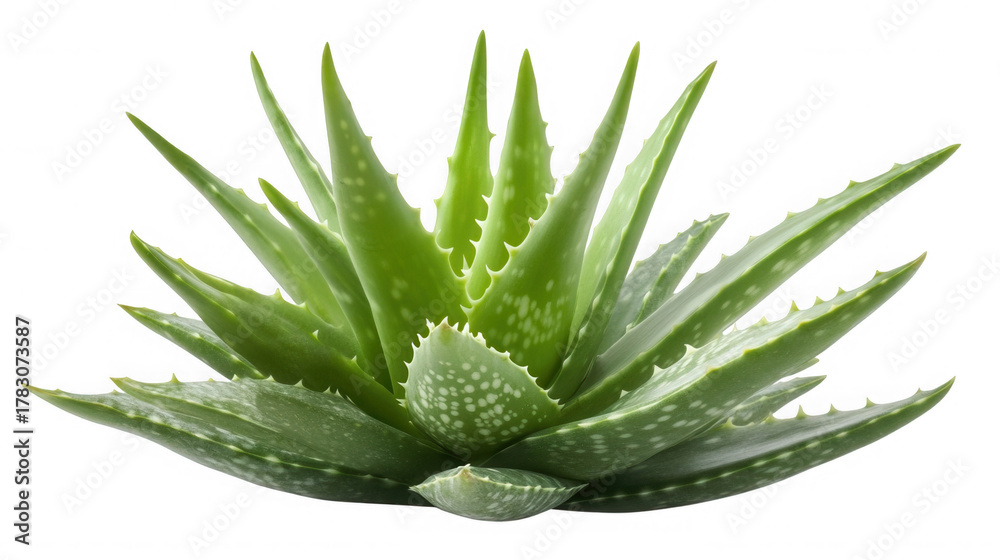 Fototapeta premium Aloe vera plant isolated on transparent background, succulent, close up shot