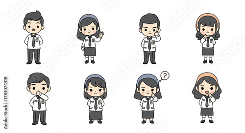 Indonesian High School and Scout Students Chibi