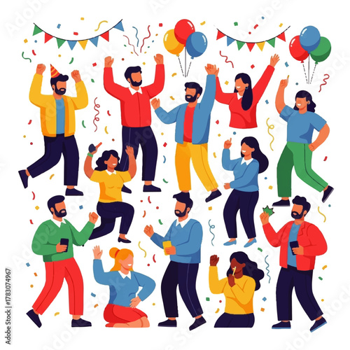 Diverse Group of People Celebrating Joyfully at a Party.