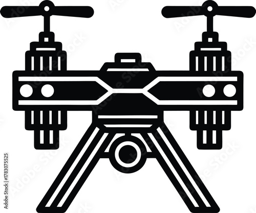 Drone quadcopter uav digital device black silhouette symbol with camera