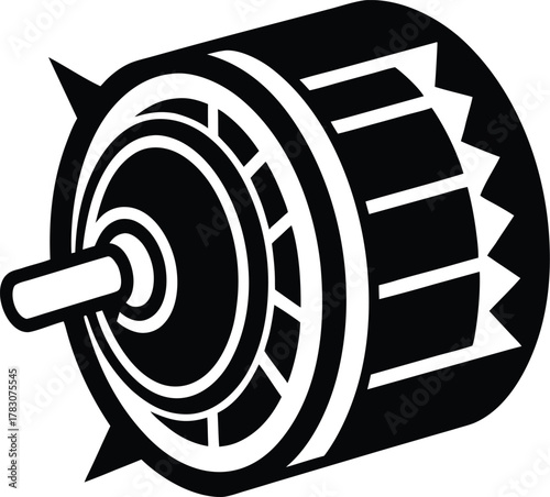 Electric motor engineering component black silhouette symbol with rotor element