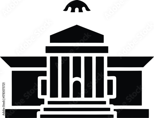 Court house building icon, government architecture flat vector illustration design