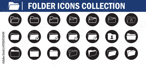 Black linear open folder. Folder for storage document and file. Vector Illustration eps 10 