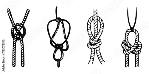 Detailed illustration of a nautical rope knot showcasing intricate weaving and secure fastening perfect for maritime or decorative themes