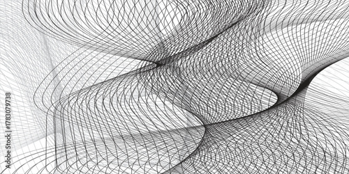 Abstract Stunning contour line pattern art. The arrangement of wavy lines forms an elegant abstract art.