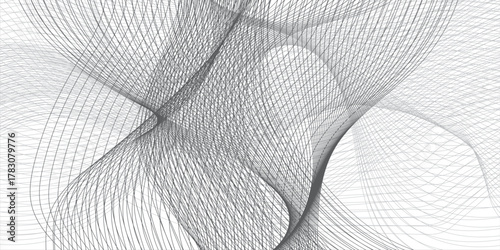 Abstract Stunning contour line pattern art. The arrangement of wavy lines forms an elegant abstract art.