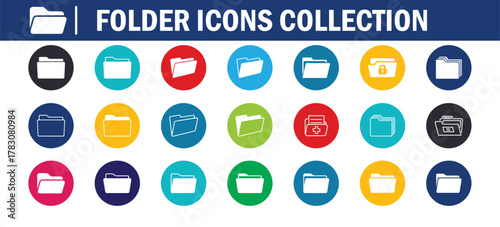 Folder Icons Collection, Colorful File Folder Symbols, Digital Organization Icons