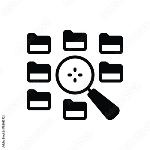 Black solid icon for information retrieval