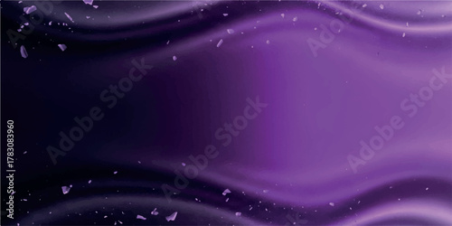 Abstract Dark Purple Fluid Waves with Glowing Particles.