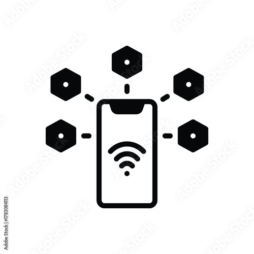 Black solid icon for internet of things
