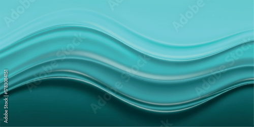 Abstract flowing waves of turquoise and teal colors create a serene visual.