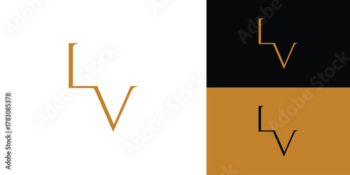 Elegant and luxurious LV letter initial logo design