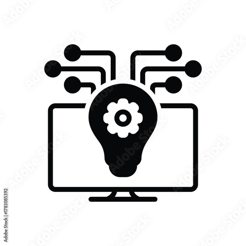 Black solid icon for technology