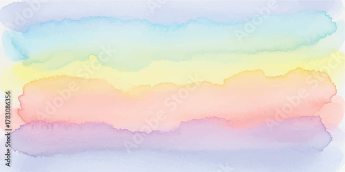 Pastel Rainbow Watercolor Wash Background with Soft Blended Hues.